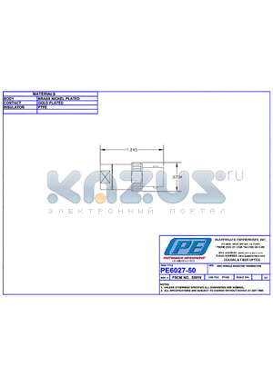 PE6027-50 datasheet - BNC FEMALE RESISTOR TERMINATION