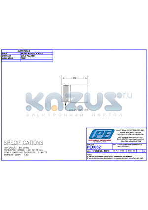 PE6032 datasheet - N FEMALE PRECISION TERMINATION,2 WATTM DC.18GHz