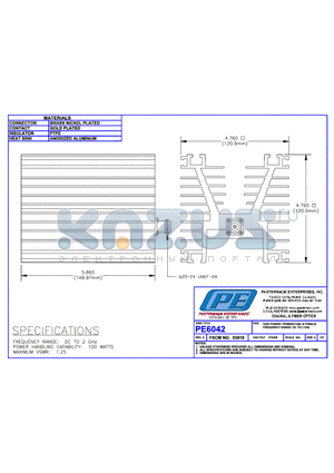 PE6042 datasheet - HIGH POWER TERMINATION N FEMALE  FREQUENCY RANGE DC TO 2GHz