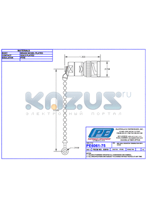 PE6061-75 datasheet - BNC MALE RESISTOR TERMINATION WITH CHAIN