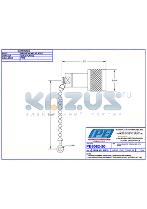 PE6062-50 datasheet - N MALE RESISTOR TERMINATION WITH CHAIN