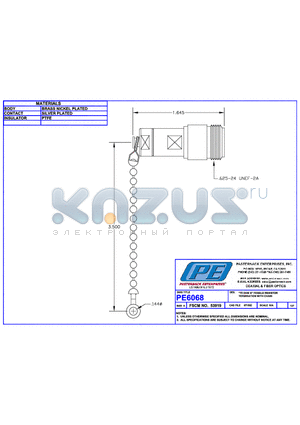 PE6068 datasheet - 75 OHM FEMALE RESISTOR TERMINATION WITH CHAIN