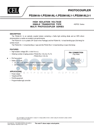 PS2561AL1-1 datasheet - PHOTOCOUPLER