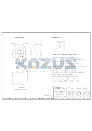 X13131VS datasheet - VDSL TRANSFORMER