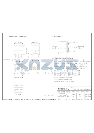 X13137HD datasheet - HDSL2 TRANSFORMER