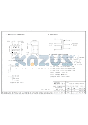 X13137HS datasheet - HDSL2 TRANSFORMER