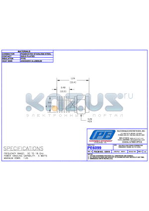 PE6099 datasheet - TNC MALE HIGH POWER TERMINATION FREQUENCY RANGE: DC TO 18GHz