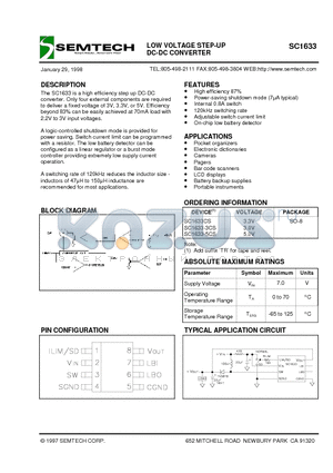 SC1633-3CS datasheet - LOW VOLTAGE STEP-UP DC-DC CONVERTER