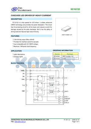 SC16722 datasheet - CASCADE LED DRIVER OF HEAVY CURRENT