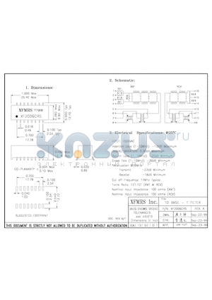 X2006CRS datasheet - 10 BASE T FILTER