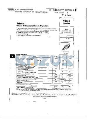 T4120 datasheet - Triacs Silicon Bidirectional Triode Thyristors
