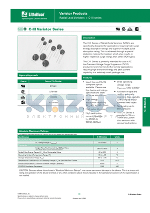 V300LA10CP datasheet - Radial Lead Varistors