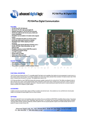 P104-DIO-96 datasheet - 96 High-Speed Digital I/Os