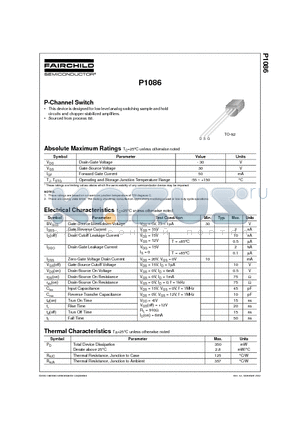 P1086 datasheet - P-Channel Switch