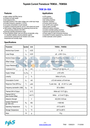 TKM37.5A datasheet - Topstek Current Transducer