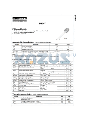 P1087 datasheet - P-Channel Switch