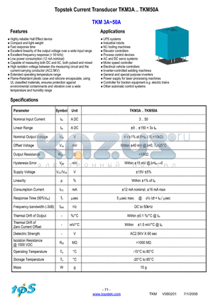 TKM3A datasheet - Topstek Current Transducer