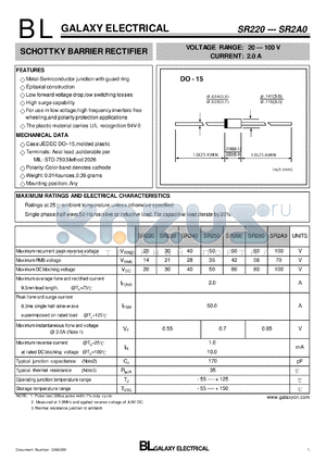 SR230 datasheet - SCHOTTKY BARRIER RECTIFIER