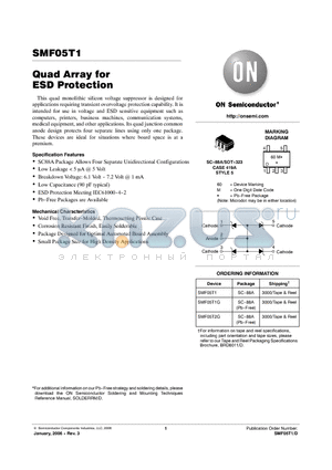 SMF05T2G datasheet - Quad Array for ESD Protection