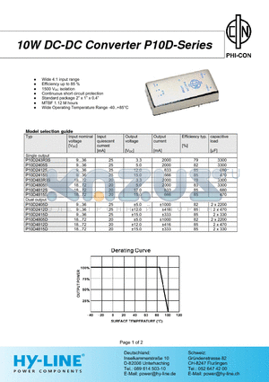 P10D datasheet - 10W DC-DC Converter P10D-Series