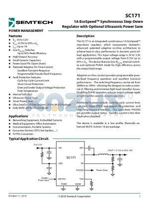 SC171EVB datasheet - 1A EcoSpeedTM Synchronous Step-Down Regulator with Optional Ultrasonic Power Save