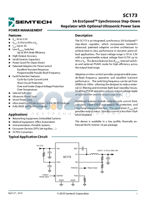 SC173EVB datasheet - 3A EcoSpeedTM Synchronous Step-Down Regulator with Optional Ultrasonic Power Save