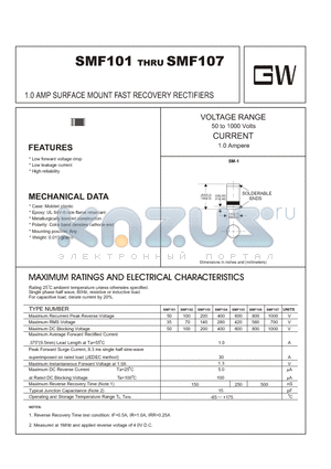 SMF107 datasheet - 1.0 AMP SURFACE MOUNT FAST RECOVERY RECTIFIERS