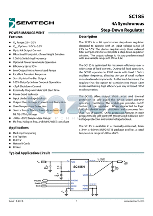 SC185QULTRT datasheet - 4A Synchronous Step-Down Regulator