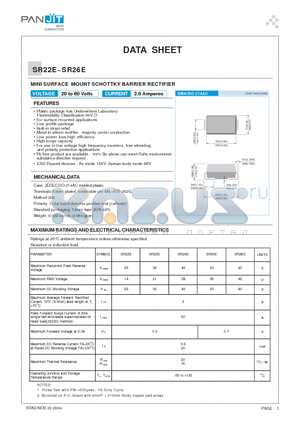 SR25E datasheet - MINI SURFACE MOUNT SCHOTTKY BARRIER RECTIFIER