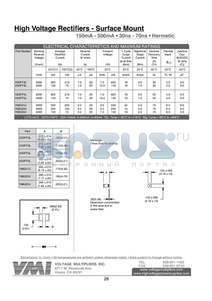 X20FF5L datasheet - High Voltage Rectifiers - Surface Mount