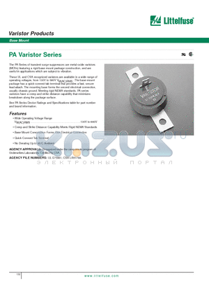 V320PA40A datasheet - Varistor Products - Base Mount