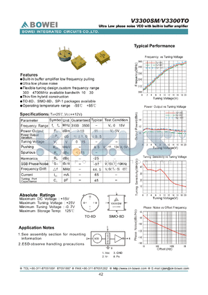 V3300TO datasheet - Ultra Low phase noise VCO with built-in buffer amplifier