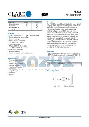 PS2601_10 datasheet - AC Power Switch