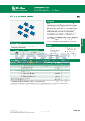 V33CH8 datasheet - Surface Mount Varistors