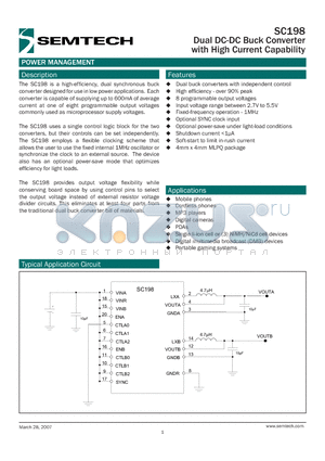 SC198 datasheet - Dual DC-DC Buck Converter with High Current Capability