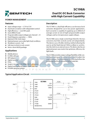 SC198AEVB datasheet - Dual DC-DC Buck Converter with High Current Capability