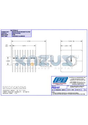 PE6107 datasheet - 7/16 MALE HIGH POWER TERMINATION FREQUENCY RANGE: DC TO 7 GHz