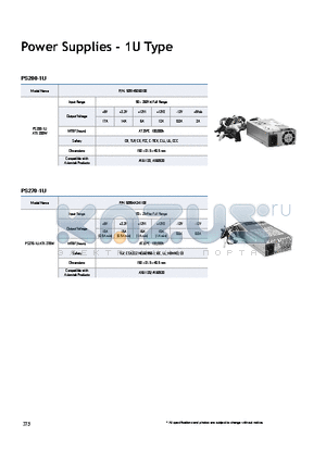 PS270-1UATX270W datasheet - Power Supplies