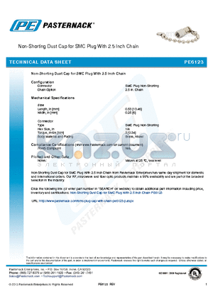 PE6123 datasheet - Non-Shorting Dust Cap for SMC Plug With 2.5 Inch Chain