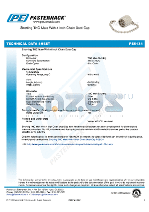 PE6134 datasheet - Shorting TNC Male With 4 Inch Chain Dust Cap