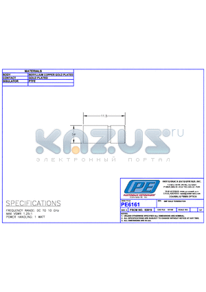 PE6161 datasheet - SMP MALE TERMINATION