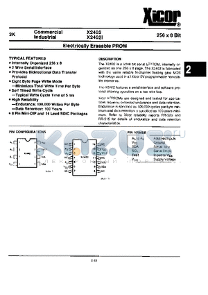 X2402 datasheet - Electrically Erasable PROM