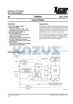 X24022P datasheet - Serial E2PROM