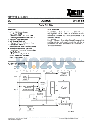 X24026 datasheet - Serial E2PROM