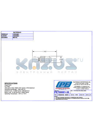 PE700001-30 datasheet - ST ATTENUATOR, SINGLE MODE