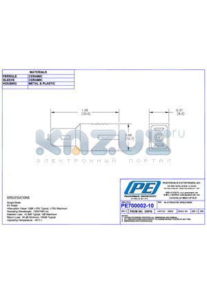 PE700002-10 datasheet - SC ATTENUATOR, SINGLE MODE