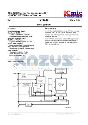 X24026Y-2.7 datasheet - Serial E2PROM