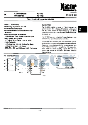 X2402PI datasheet - Electrically Erasable PROM