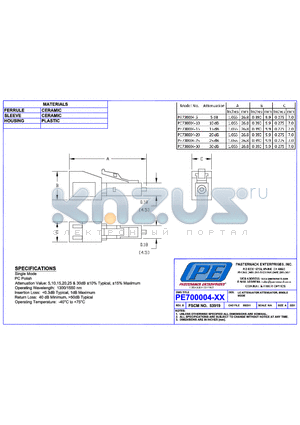 PE700004-10 datasheet - LC ATTENUATOR, SINGLE MODE