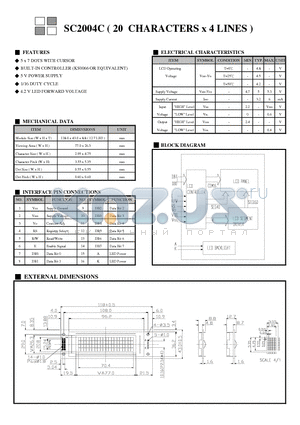 SC2004C datasheet - SC2004C  20 CHARACTERS x 4 LINES